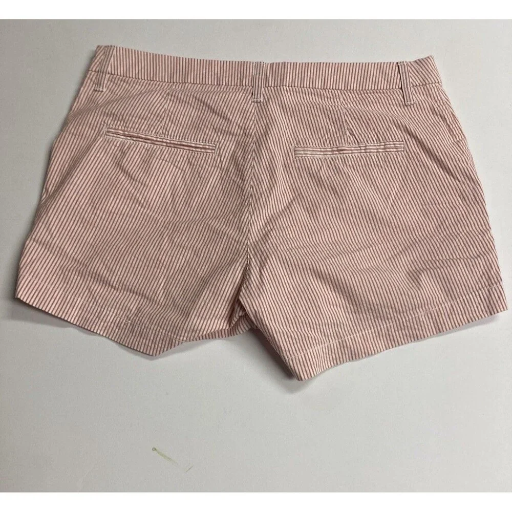 Old Navy Everyday Short Women's 8 Red/White Striped Seersucker Chino 3